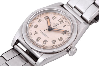 Lot 2 - A WELL PRESERVE MEN'S ROLEX STAINLESS STEEL AUTOMATIC BRACELET WATCH.
