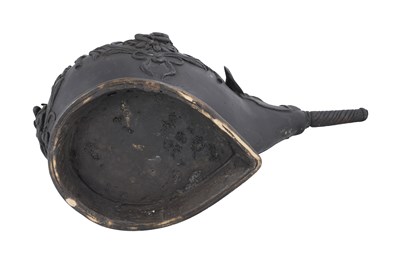 Lot 181 - A HEAVY CAST BRONZE ZOOMORPHIC SHAIVITE CEREMONIAL WATER VESSEL (GOWMUKHI)