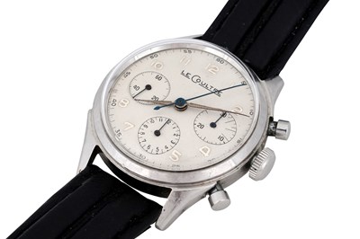 Lot 48 - A MEN'S LE COULTRE STAINLESS STEEL CHRONOGRAPH WRISTWATCH