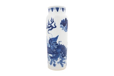 Lot 109 - A CHINESE BLUE AND WHITE SLEEVE VASE