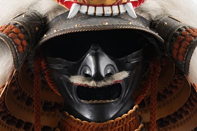 Lot 171 - A JAPANESE TAKEDA CLAN ARMOUR HELMET, KABUTO, FACE MASK, MENPO AND PARTS OF ARMOUR