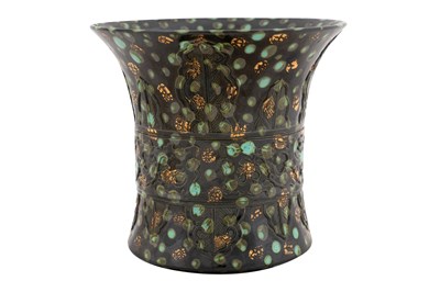 Lot 83 - A CHINESE BLACK AND GOLD WASH BRUSHPOT, BITONG