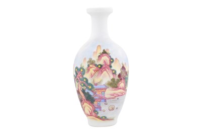 Lot 127 - A CHINESE FAMILLE ROSE LANDSCAPE VASE
