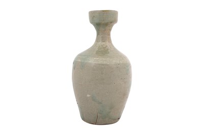 Lot 131 - A KOREAN SANGGAM INLAID CELADON BOTTLE