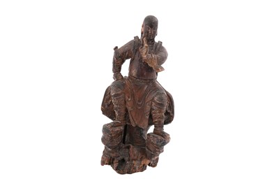 Lot 46 - A CHINESE WOOD FIGURE OF ZHENWU