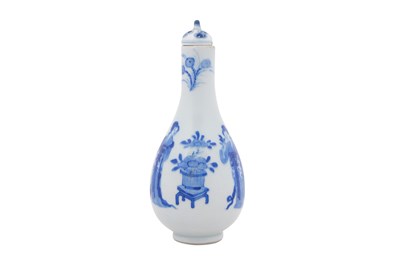Lot 108 - A CHINESE BLUE AND WHITE PEAR-SHAPED VASE AND COVER