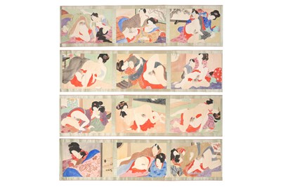 Lot 182 - A JAPANESE SHUNGA HANDSCROLL
