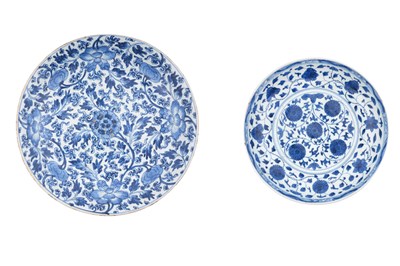 Lot 19 - TWO CHINESE BLUE AND WHITE DISHES