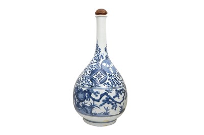 Lot 72 - A LARGE BLUE AND WHITE ARITA 'PRUNUS AND PINE' BOTTLE VASE