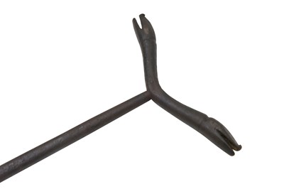 Lot 91 - TWO INDIAN STEEL SUFI CRUTCHES WITH ANIMAL HEADS