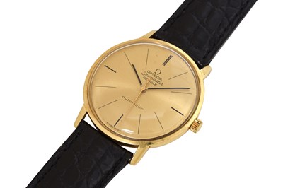 Lot 83 - A MEN'S OMEGA 18K YELLOW GOLD AUTOMATIC WRISTWATCH.